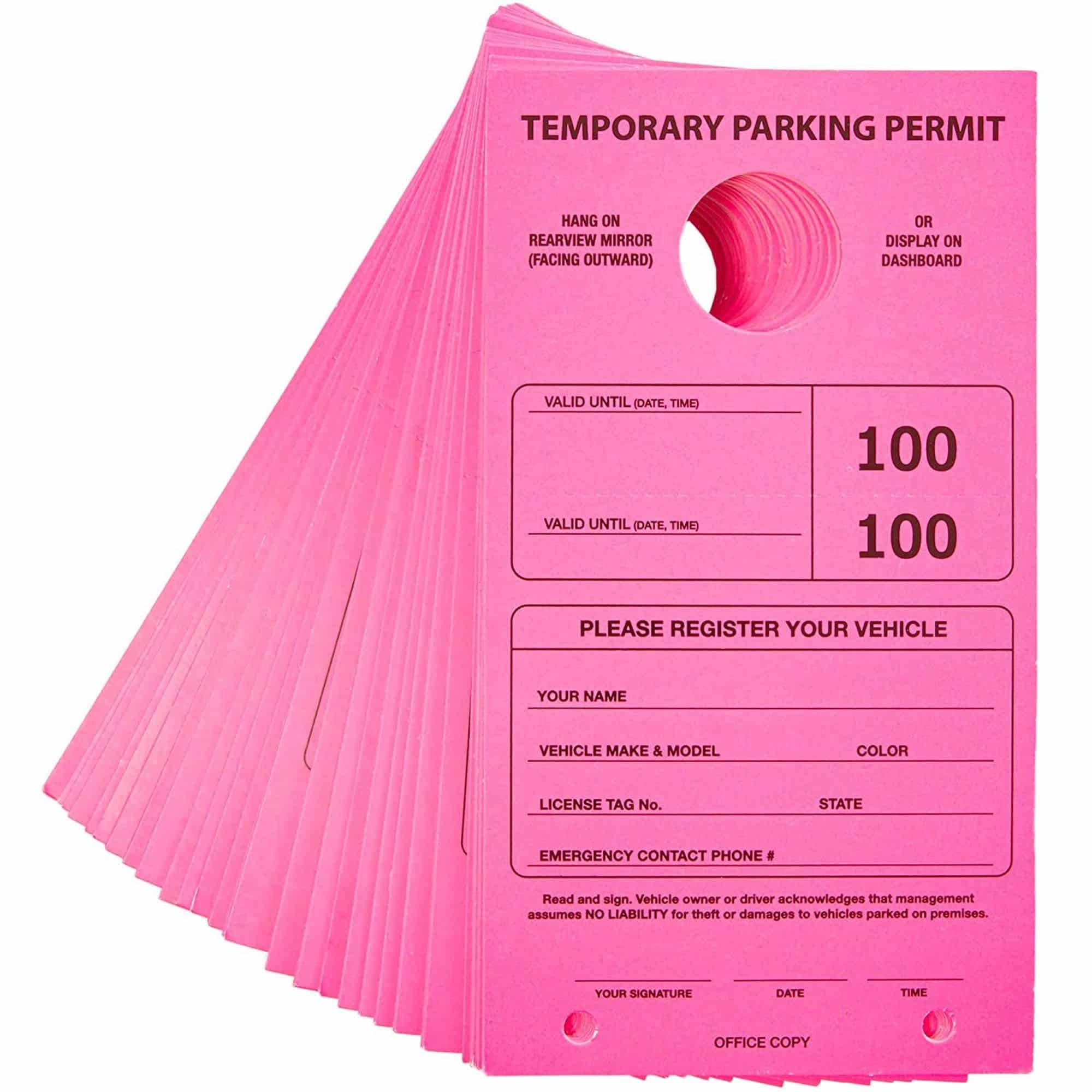 100pcs Printable Temporary Parking Permit Hang Tags, Numbered 1