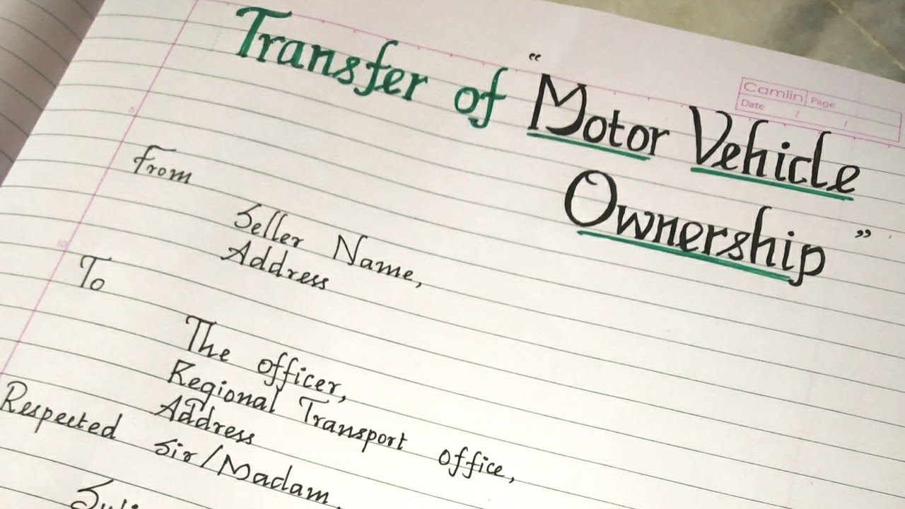 Application for Transfer of motor vehicle ownership ...