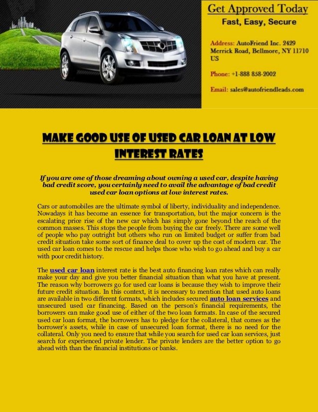 Car Loans With Low Interest Rates For Bad Credit