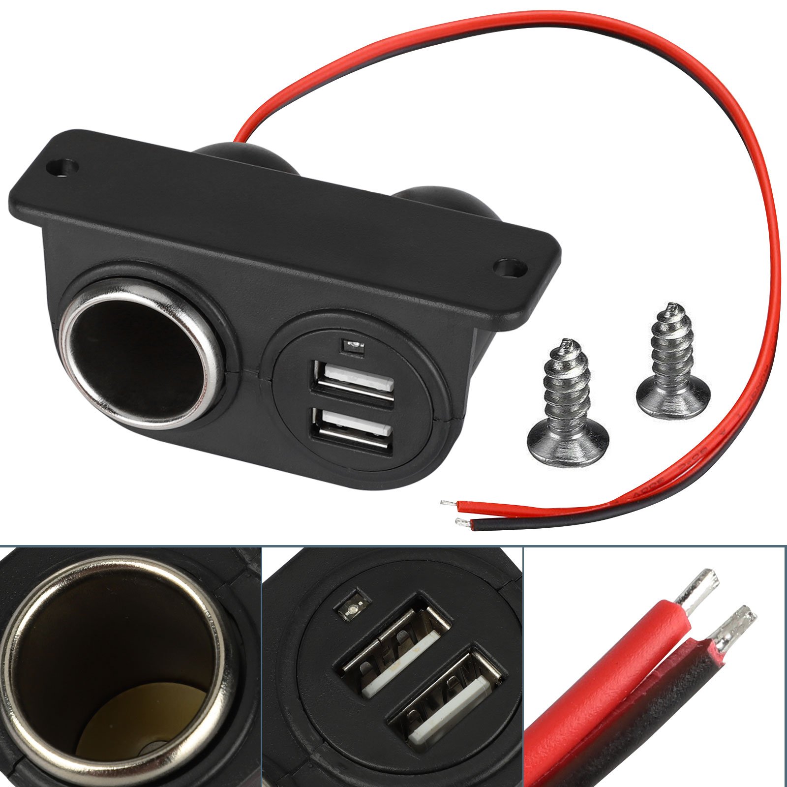 Car Socket Lighter Auxiliary Dual USB Power Outlet DC 12V ...