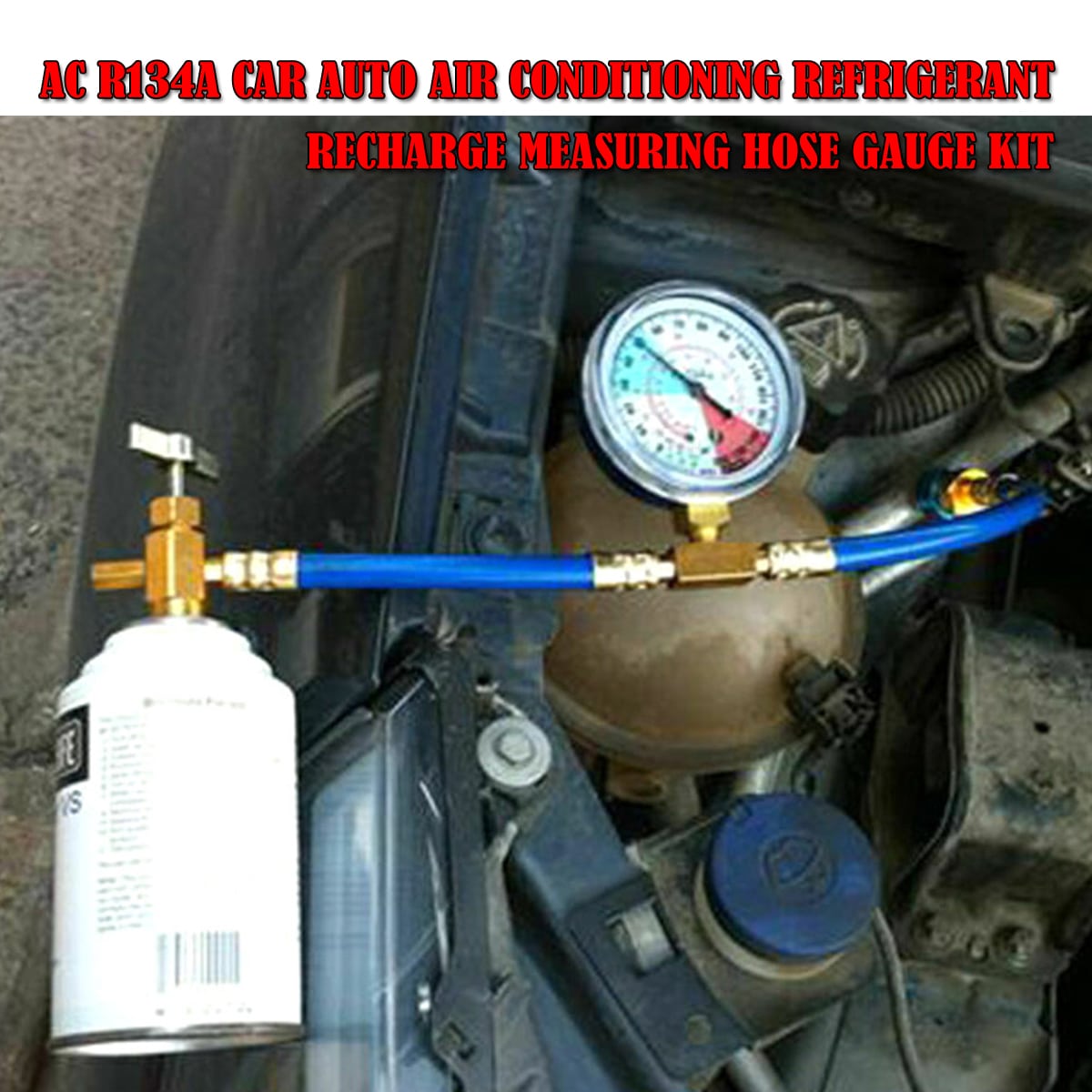 Car Vehicle Air Conditioning Refrigerant Recharge Kit A/C r134a Hose ...