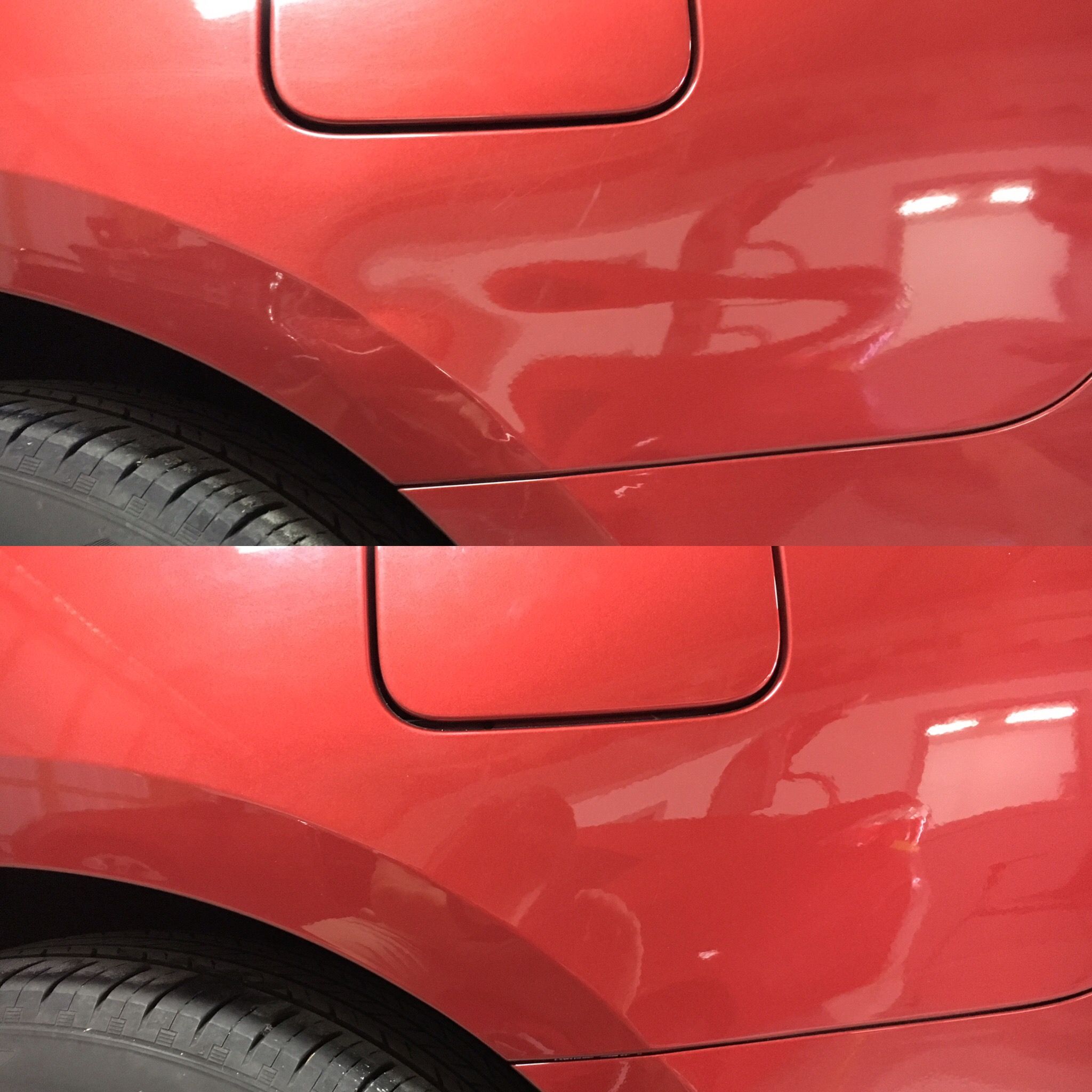 Crease dent through a body line that we repaired with our paintless ...