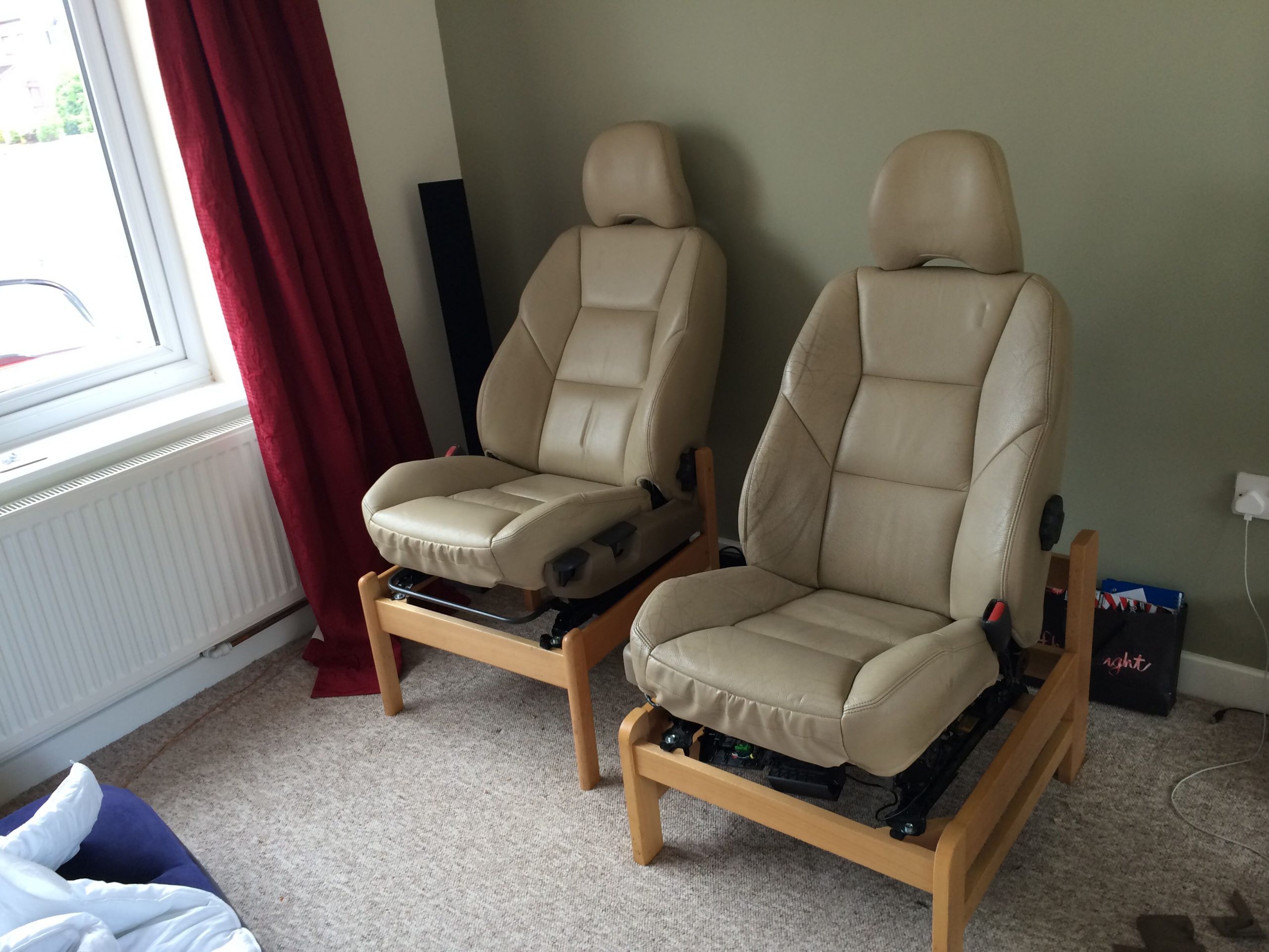 Home made car seat chairs. So comfy