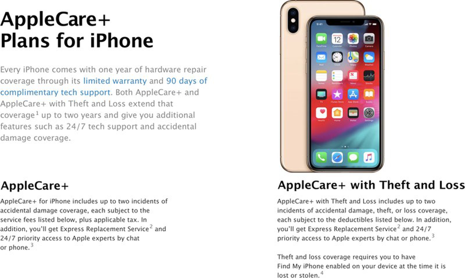 How Much Does Apple Care Cost For Iphone Xs