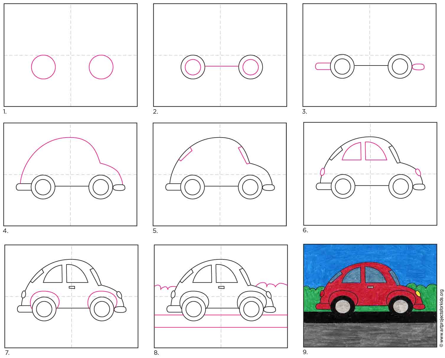 How to Draw an Easy Car · Art Projects for Kids