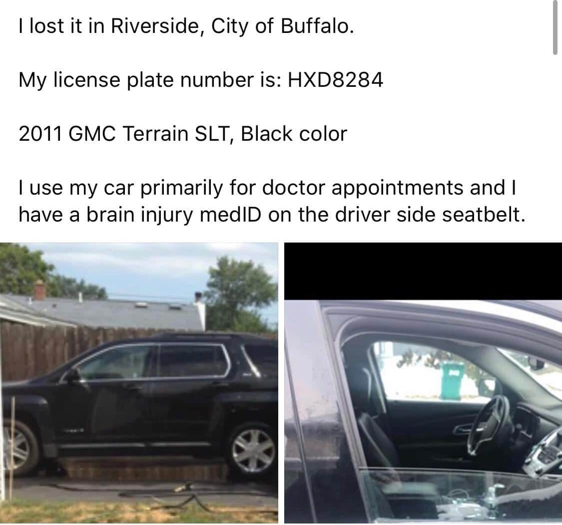 My car was stolen, please help me find it! : Buffalo