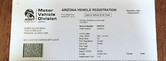New Fee For Arizona Vehicle Registration