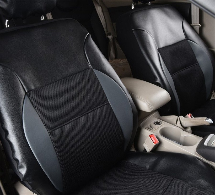 Pvc Leather Full set Car Seat Covers Black Cushion Protect ...