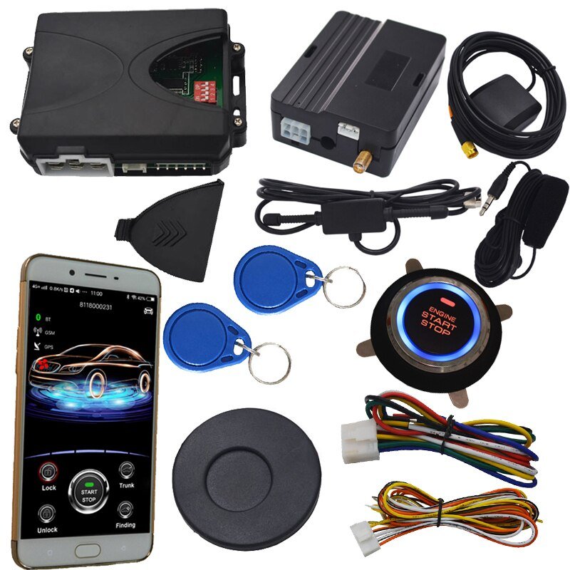 RFID invisible car alarm with engine start stop button ...