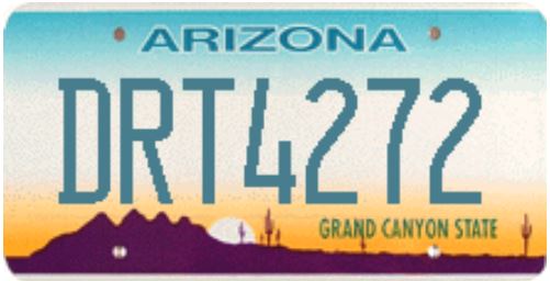 Standard Arizona License Plate