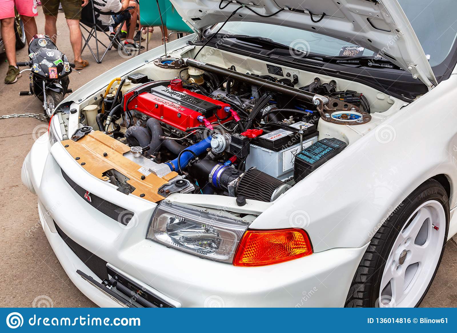 Tuned Turbo Car Engine Of Mitsubishi Vehicle Editorial ...